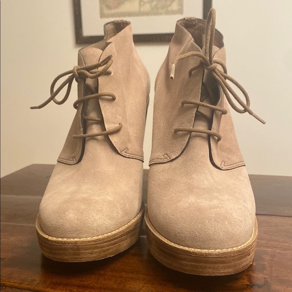 Taupe Suede Women's Ankle Boots - Picture 4 of 12